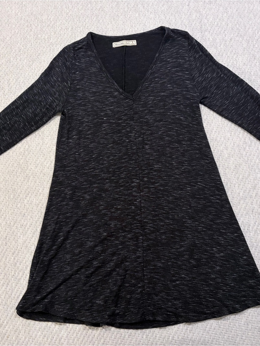 Abercrombie & Fitch Black Heather V-Neck Mini Dress